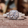 1.76 TCW Round Trapezoid Moissanite Three Stones Engagement Ring