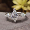 Cathedral Set 3.54 CT Lozenge Cut Three Stones Engagement Ring