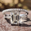3.39 TW Emerald Step Cut Pave Set Moissanite Bridal Set