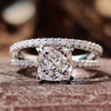 2.38 TW Cushion Rensu Cut Hidden Accented Pave Set Moissanite Wedding Ring Set