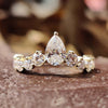 Chevron Style 1.97 DEW Pear Cut Delicate Moissanite Wedding band