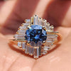 Round Brilliant Royal Blue Moissanite Halo Ring 1.5 CT