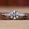 Round Lab Grown Diamond Baguette Side Stone Ring 0.8 - 2 CT