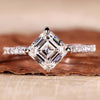 Asscher Cut Lab-Grown Diamond Pavé Ring 1 - 2 CT