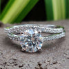 Pave Moissanite Diamond Ring with Classic Curvy Wedding Band