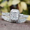1.78 CT Radiant cut Colorless Moissanite Hidden Halo Moissanite Wedding Set