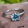 1.02 CT Round Brilliant Cut Cyan Blue Solitaire Moissanite Ring