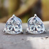 2.51 TCW Trillion Cut Classic White Gold Moissanite Stud Earrings