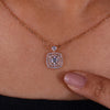 Round Lab Grown Diamond Double Halo Pendant for Women