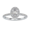 0.78 TCW Oval Cut Colourless Moissanite Classic Halo Ring