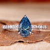 1.02 CT Fancy Blue Pear Cut Lab Grown Diamond Pave Engagement Ring