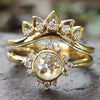 0.56 TCW Round Rose Cut Cluster Halo Moissanite Bridal Set