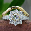 Tapered Pave Cluster Halo 1.00 TW Round Moissanite Wedding Set