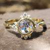 0.72 CT Round Rose Cut Cluster Set Moissanite Ring