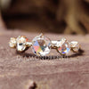 0.91 TCW Round Rose Cut Compass Prong Five Stone Moissanite Ring