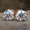 Old European Round Colorless Moissanite Stud Screw Back Earrings