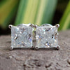 Princess Cut Colorless Moissanite 4 prong Stud Earrings - Push Back