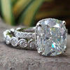 11MM Elongated Cushion Cut Colorless Moissanite Hidden Halo Bridal Set