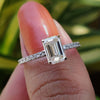 Hidden Halo 1.86 CT Emerald Colorless Moissanite Engagement Ring