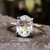 Oval Rose Cut Moissanite Two-Tone Petite Solitaire Ring 1.7 CT