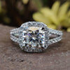 Cushion Cut Moissanite Halo Engagement Ring, Split Shank Halo Engagement Ring, 2.91 TW Moissanite Ring