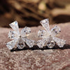 Designer 4.45 TW Oval, Pear and Spear Cut Colorless Moissanite Six Stone Wedding Stud Earrings,