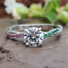1.20 TCW Alternate Rope Pave Ruby with Emerald Moissanite Wedding Ring