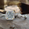 4.55 TCW Radiant Brilliant Cut Gray Moissanite Diamond Bridal Set