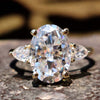 Elegant 4.13 TW Oval Rensu Cut Unique Three Stones Moissanite Engagement Ring