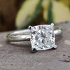 2.70 CT Cushion Cut Colorless Moissanite Comfort-Fit Solitaire Engagement Ring
