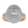 3.12 TCW Oval Moissanite Unique Double Halo Moissanite Wedding Ring for Women