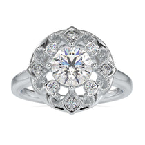 Unique 1.32 TCW Round Moissanite Art Deco Vintage Style Engagement Ring