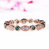 Round Moissanite and Natural Emerald Wedding Band, May Birthstone Band