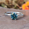0.75 CT Round Brilliant Cut Cyan Blue Moissanite Solitaire Ring