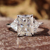 2.85 TCW Radiant and Trillion Amazing Moissanite Three Stones Engagement Ring