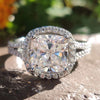 Contemporary 4.02 TCW Cushion Cut Split Shank Halo Engagement Ring