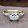 2.43 TCW Cushion Cut Colorless Moissanite Hidden Halo Pave Engagement Ring
