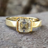 2.15 CT Asscher Step Cut Moissanite Half Bezel Set Engagement Ring