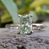 Unique 2.29 CT Radiant Gray Green Solitaire Moissanite Engagement Ring