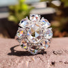 6.45 DEW Oval Rose Cut Cluster Halo With Round Rose Cut Vintage Engagement Ring