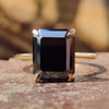 4.99 TCW Emerald Step Cut Black Moissanite Hidden Halo Engagement Ring