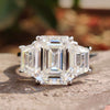 5.05 TCW Trapezoid and Emerald Three Stones Engagement Ring
