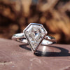 Unique 1.93 CT Shield Cut Moissanite Diamond Bezel Set Moissanite Solitaire Engagement Ring