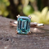 Emerald Moissanite Double Claw Prong Solitaire Ring 2 CT