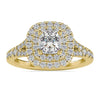 1.55 TCW Cushion Cut Double Halo Split Shank Moissanite Wedding Ring