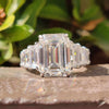 Vintage style 12.12 TW Emerald Cut Unique Pave Set Moissanite Wedding Ring