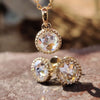 Milgrain Bezel Set 2.84 TW Round Rose Cut Moissanite Stud Earrings and Pendant Set