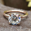Claw Prong Basket Setting Round OEC Cut Colorless Moissanite Engagement Ring