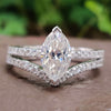 1.98 TCW Marquise Cut V Prong Colorless Moissanite Bridal Set