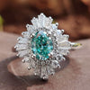 0.81 CT Oval Cyan Blue Moissanite Vintage Ring